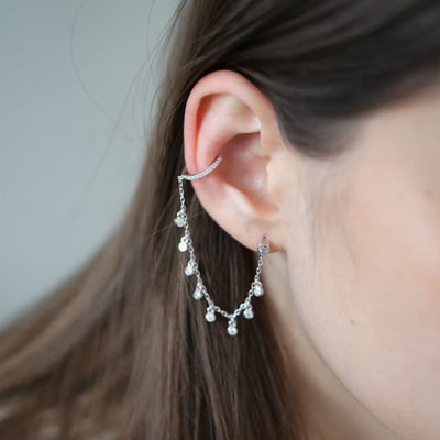 Ava Diamond Round Chain Ear Cuffs