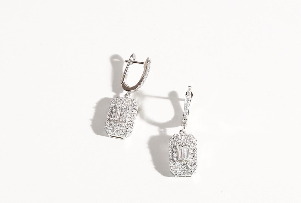 Baguette Pave Earring