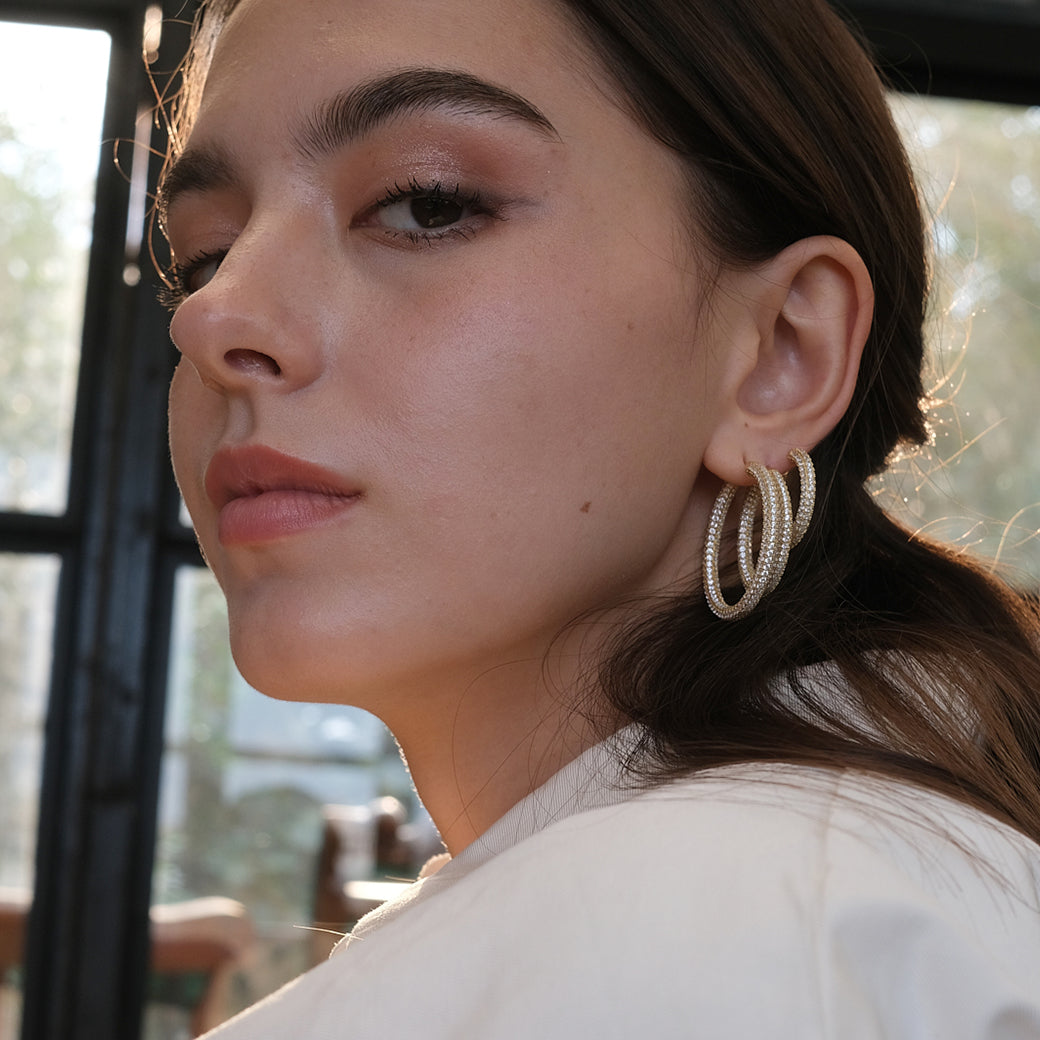 Pave Hoop Earrings