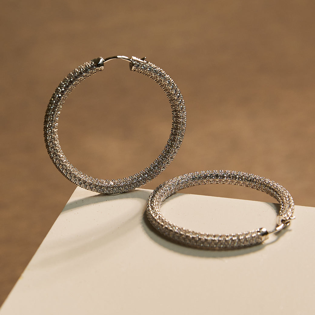 Pave Hoop Earrings