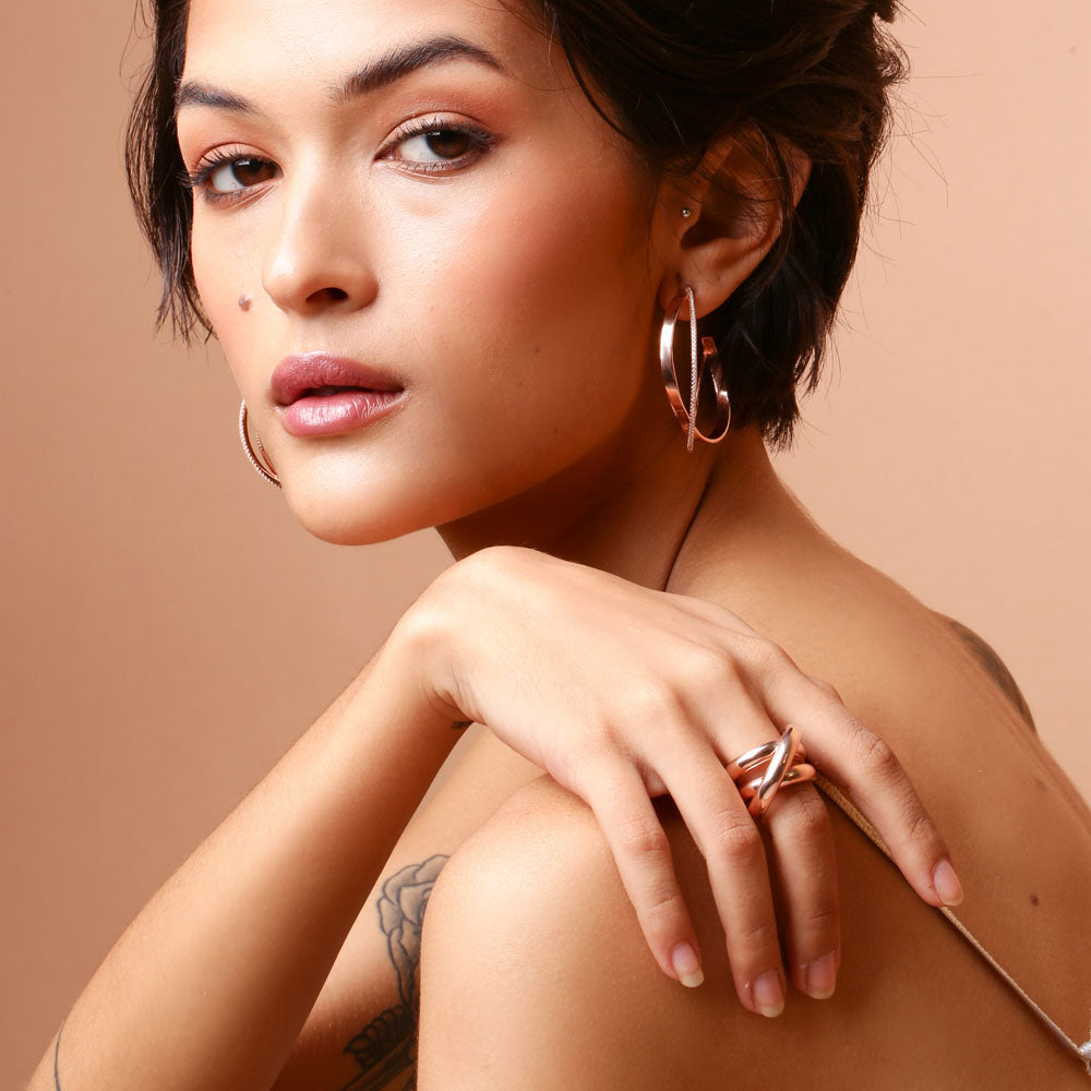 Twisted Rose Gold Hoops